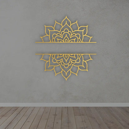 Personalized Mandala Metal  Sign in golden colour mounted on wall 