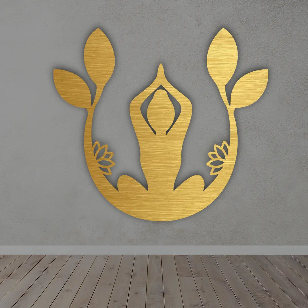 Yoga Meditation Metal wall Art in golden Color