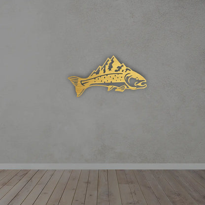 Fish Metal Wall Art in golden finish