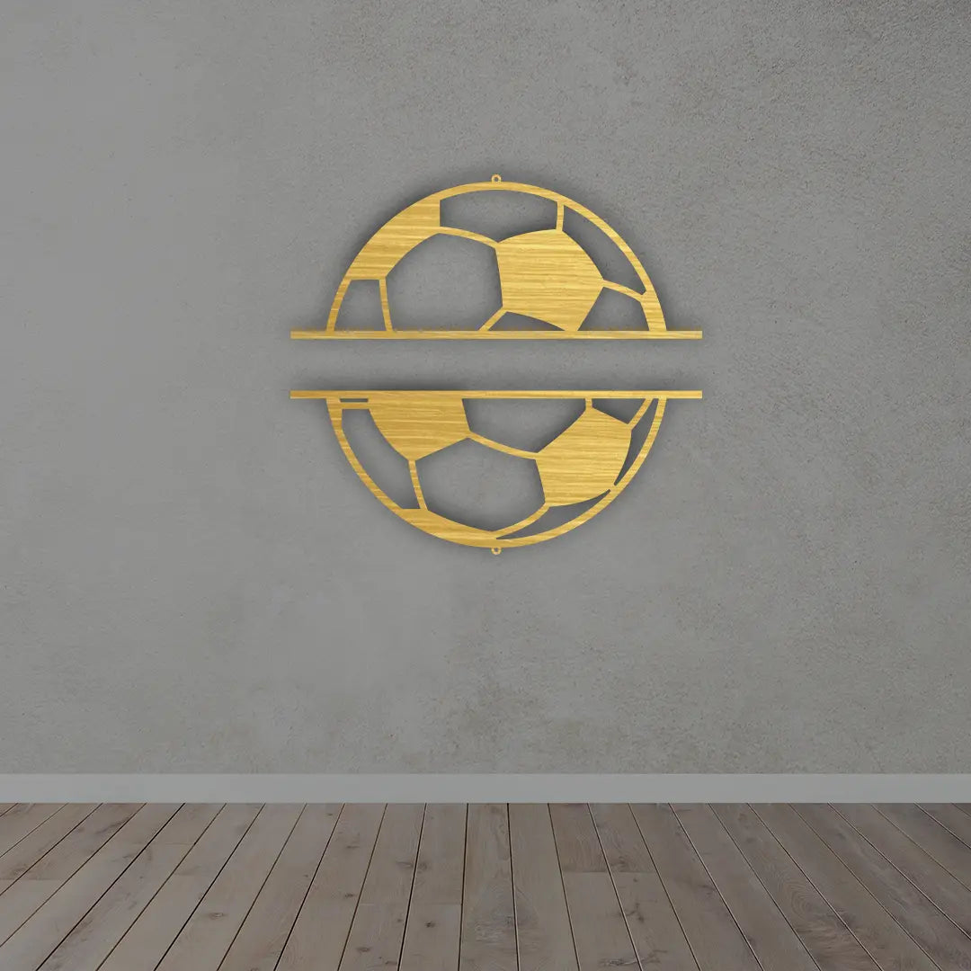 Personalized Football Metal Sign in golden Colour mounted on wall