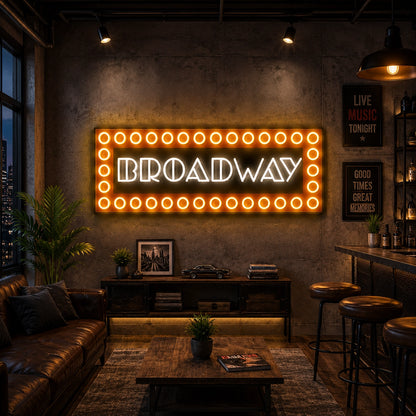 Broadway Marquee Vintage Neon Sign on asthetic wall