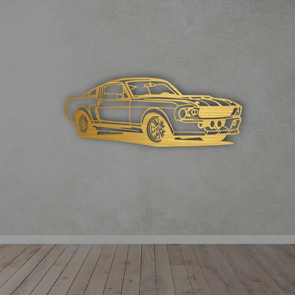 Car Metal Sign in Golden Finish