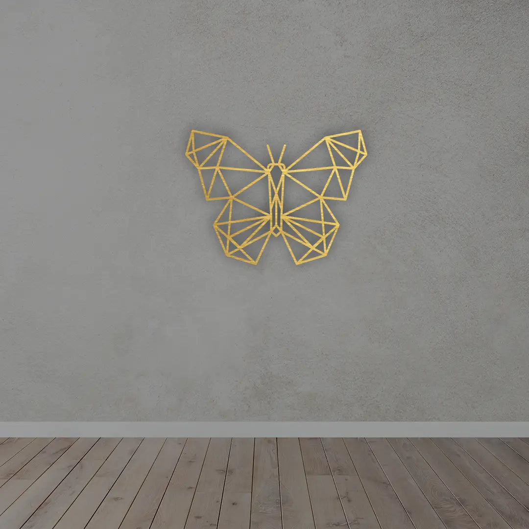 Butterfly Metal Sign in Golden Finish