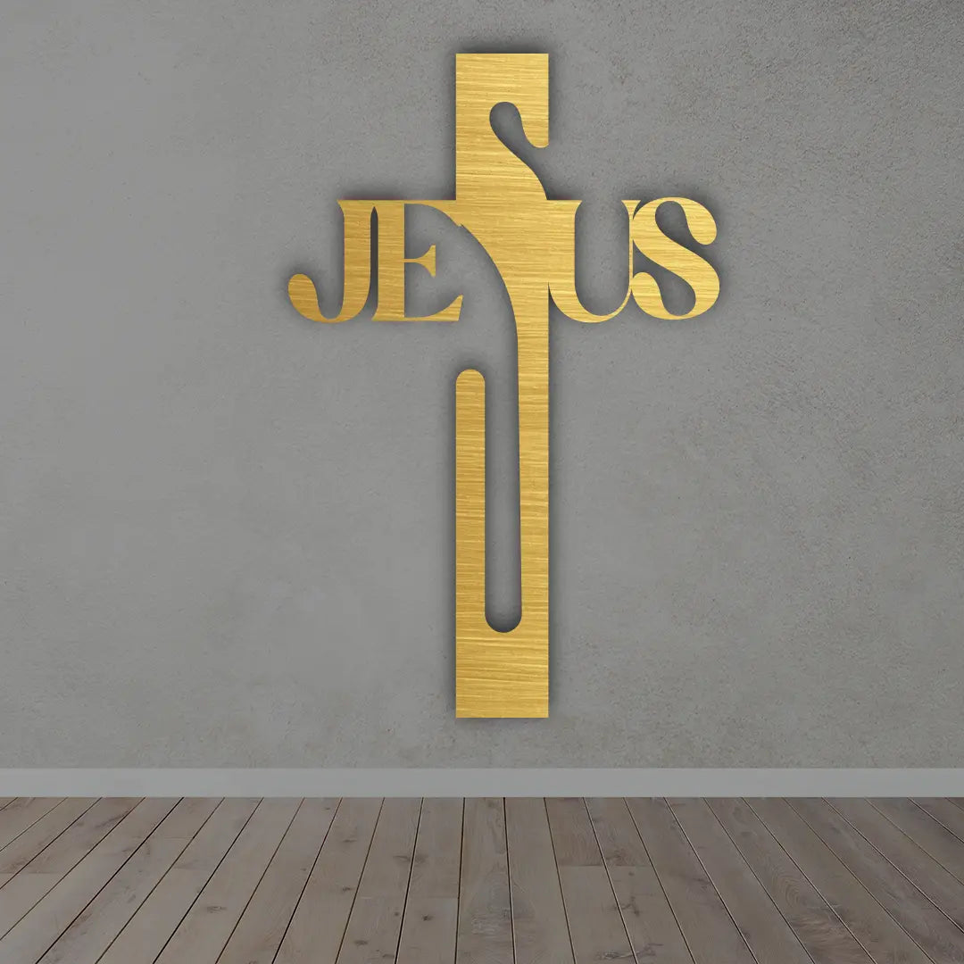 Cross Metal Wall Art in golden colour