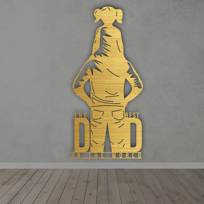 The Best Dad In The World metal monogram sign in Golden colour 
