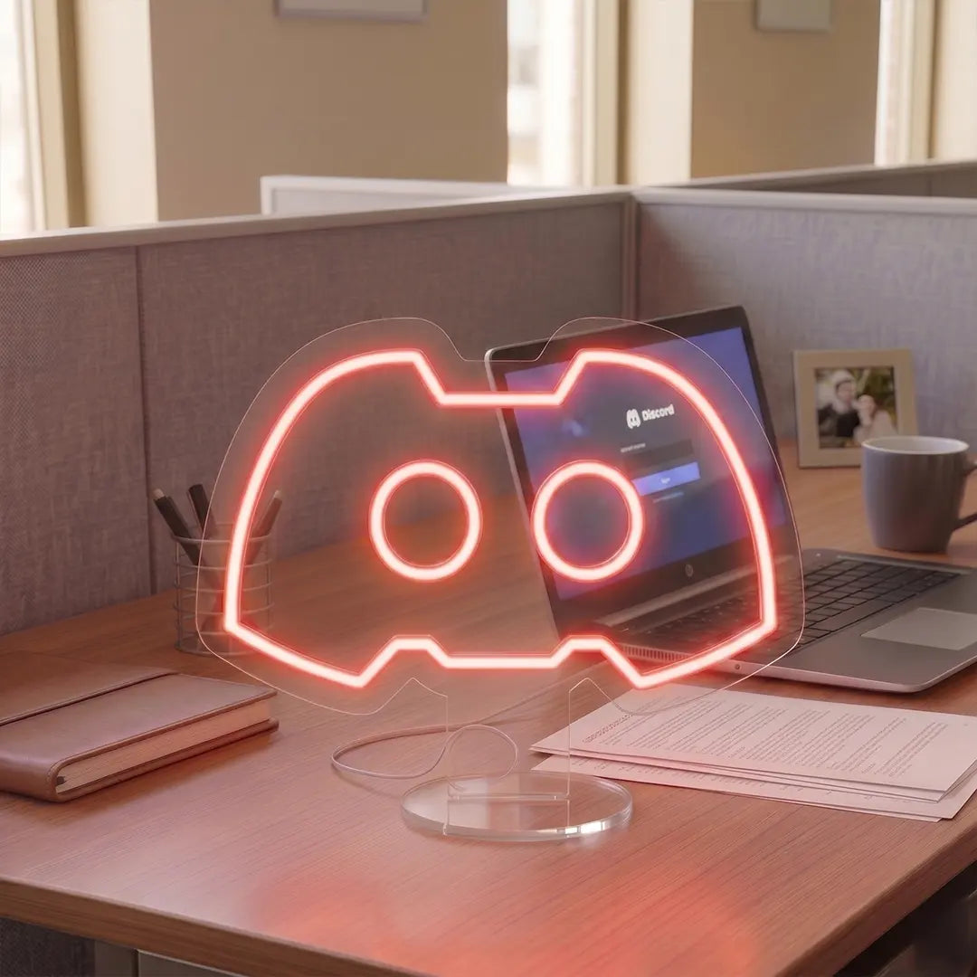 Discord Logo Mini Neon Sign in Red Color