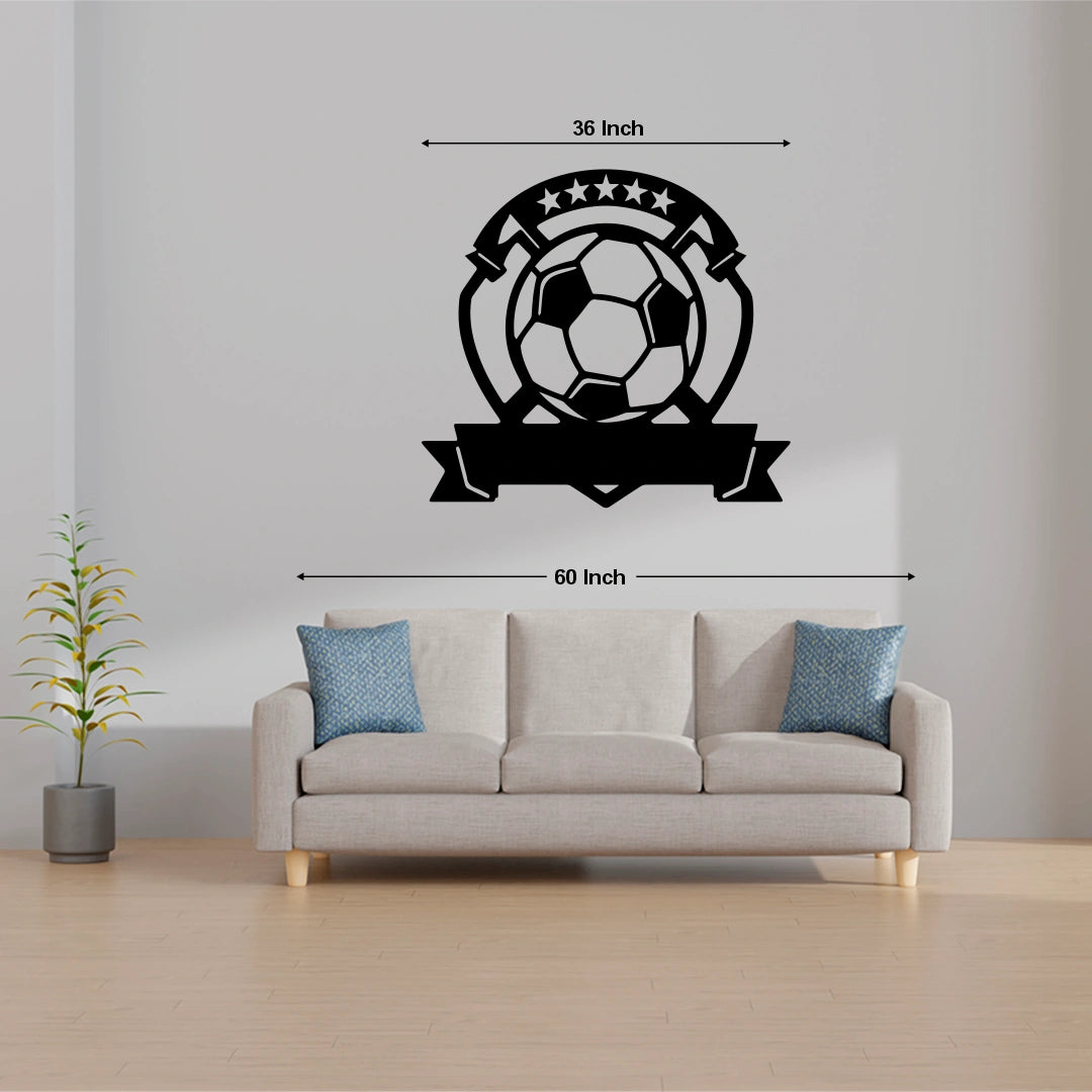 Soccer Crest Custom Name Metal Monogram in size reference