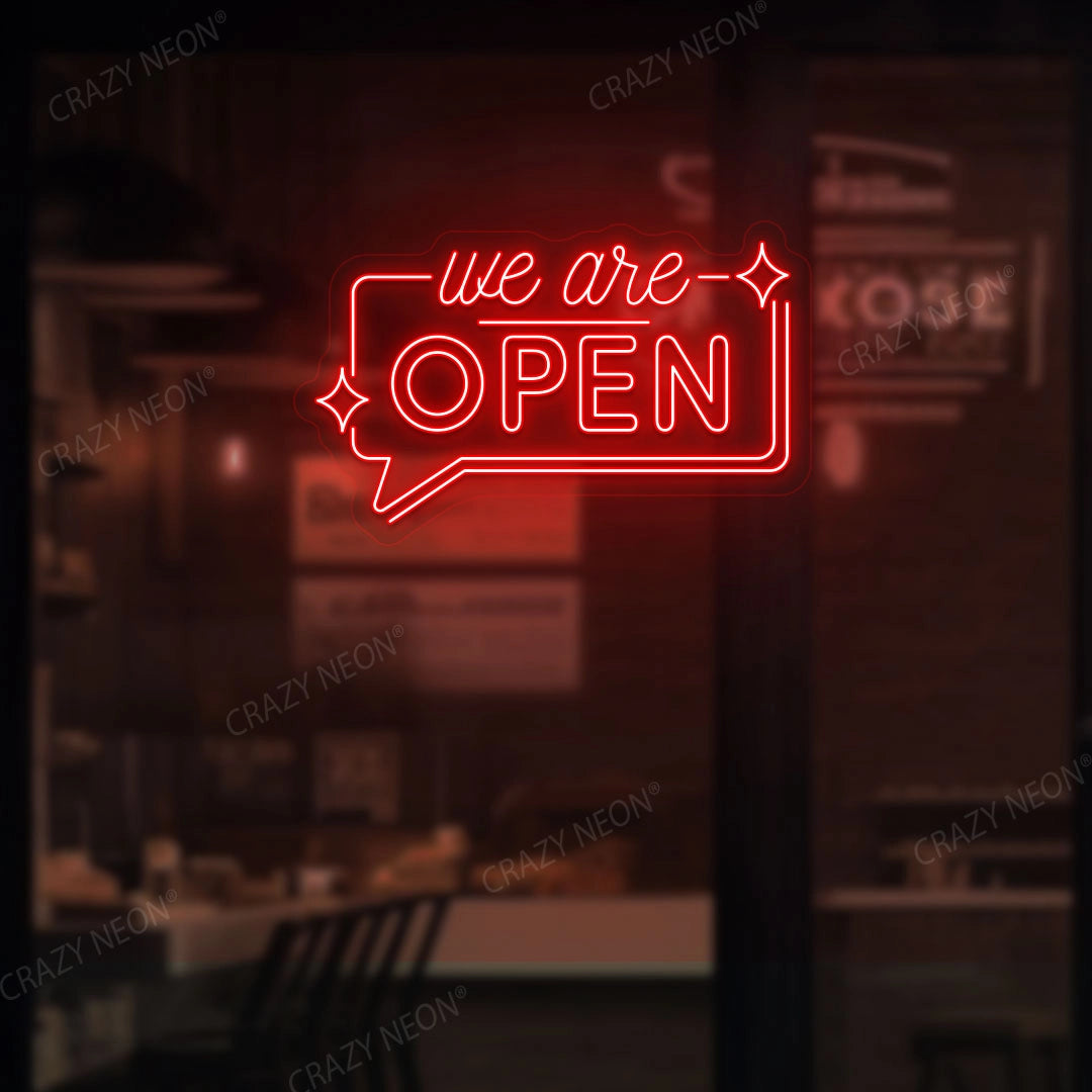 We are Open Neon Sign | Red