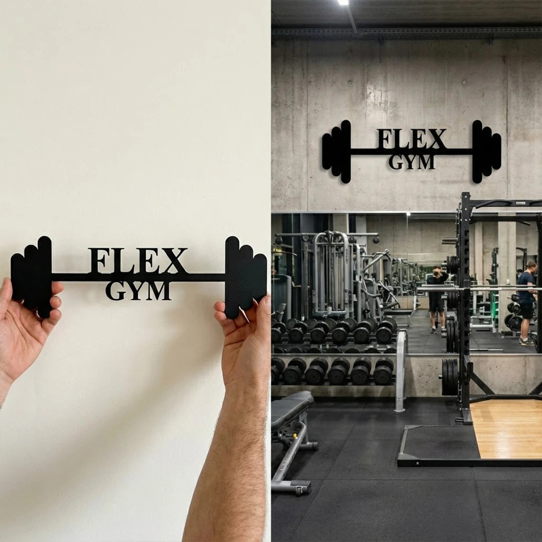 Personalized Barbell Rod Gym Metal Sign