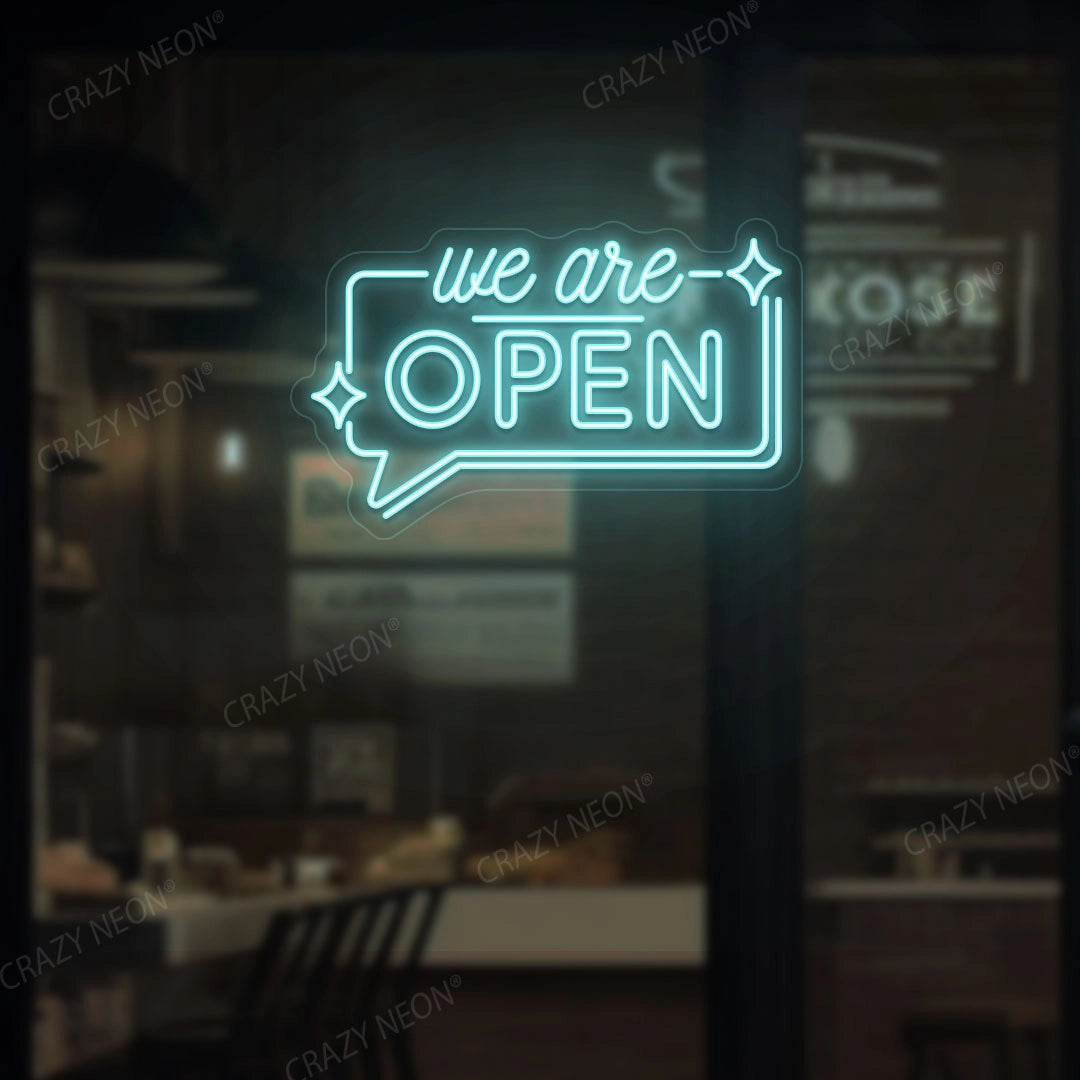 We are Open Neon Sign | Iceblue