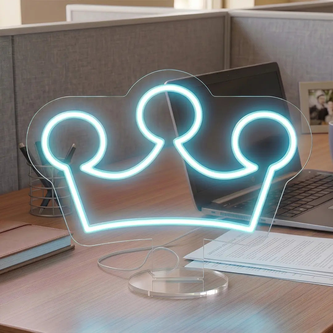 Royal Crown Mini Neon Sign in Iceblue color