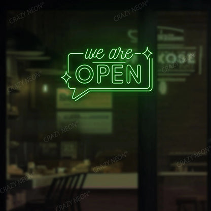 We are Open Neon Sign | Green