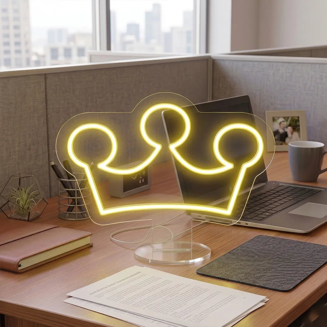 Royal Crown Mini Neon Sign in Yellow color