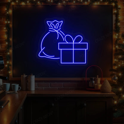Gift Bag & Present Neon Sign | Blue