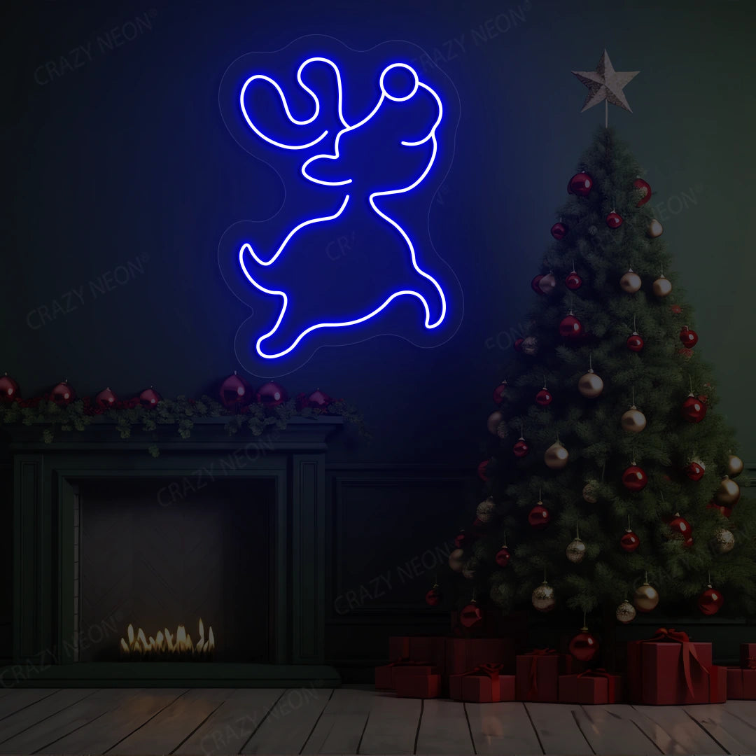 Prancing Reindeer Neon Sign | Blue