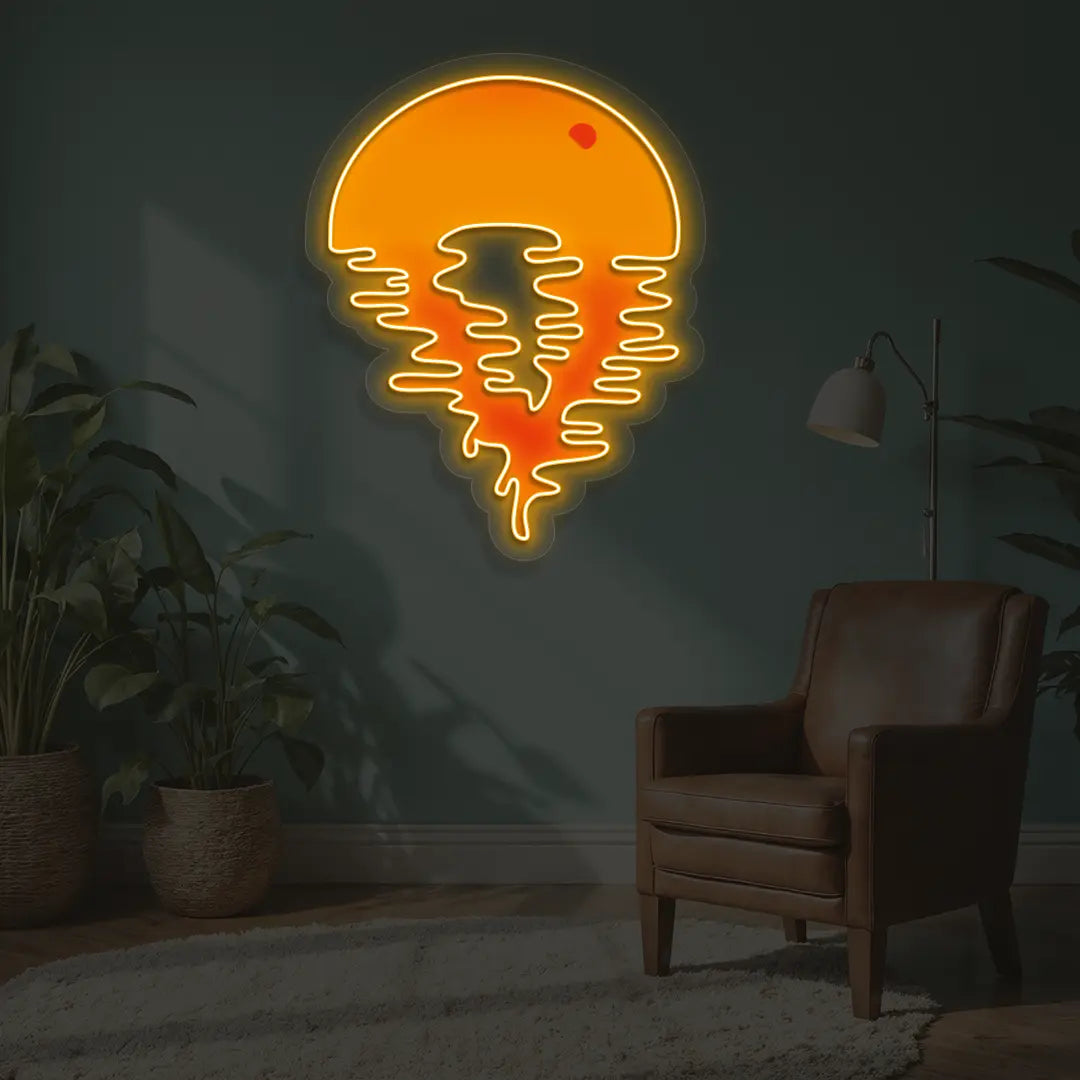 Sunset Beach Vibes Neon Artwork in Orange color