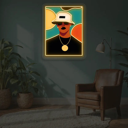 Bucket Hat Pop Neon Artwork in Orange color