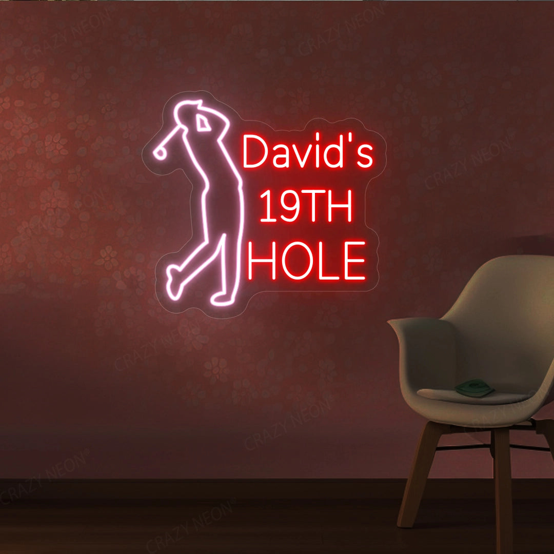 David's 19th hole Golf Neon Sign | Red