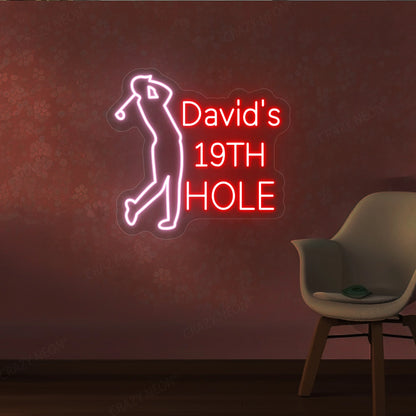 David's 19th hole Golf Neon Sign | Red