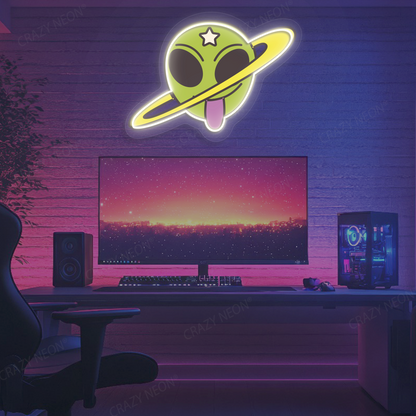 Outta This World Alien Neon Artwork | White