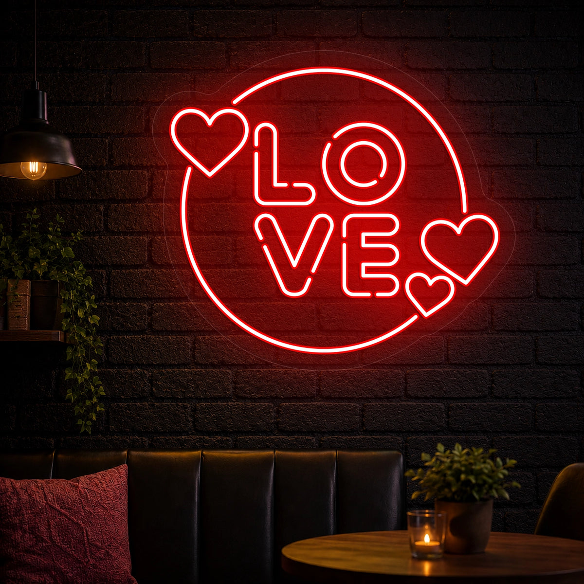 Circle of Love Neon Sign n Red Color
