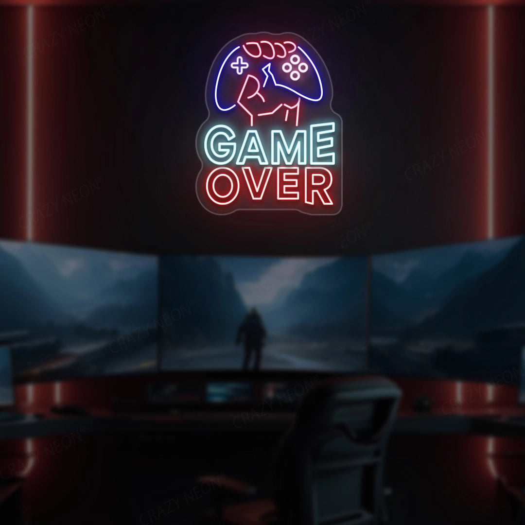 Game Over Neon Sign | Iceblue- Red