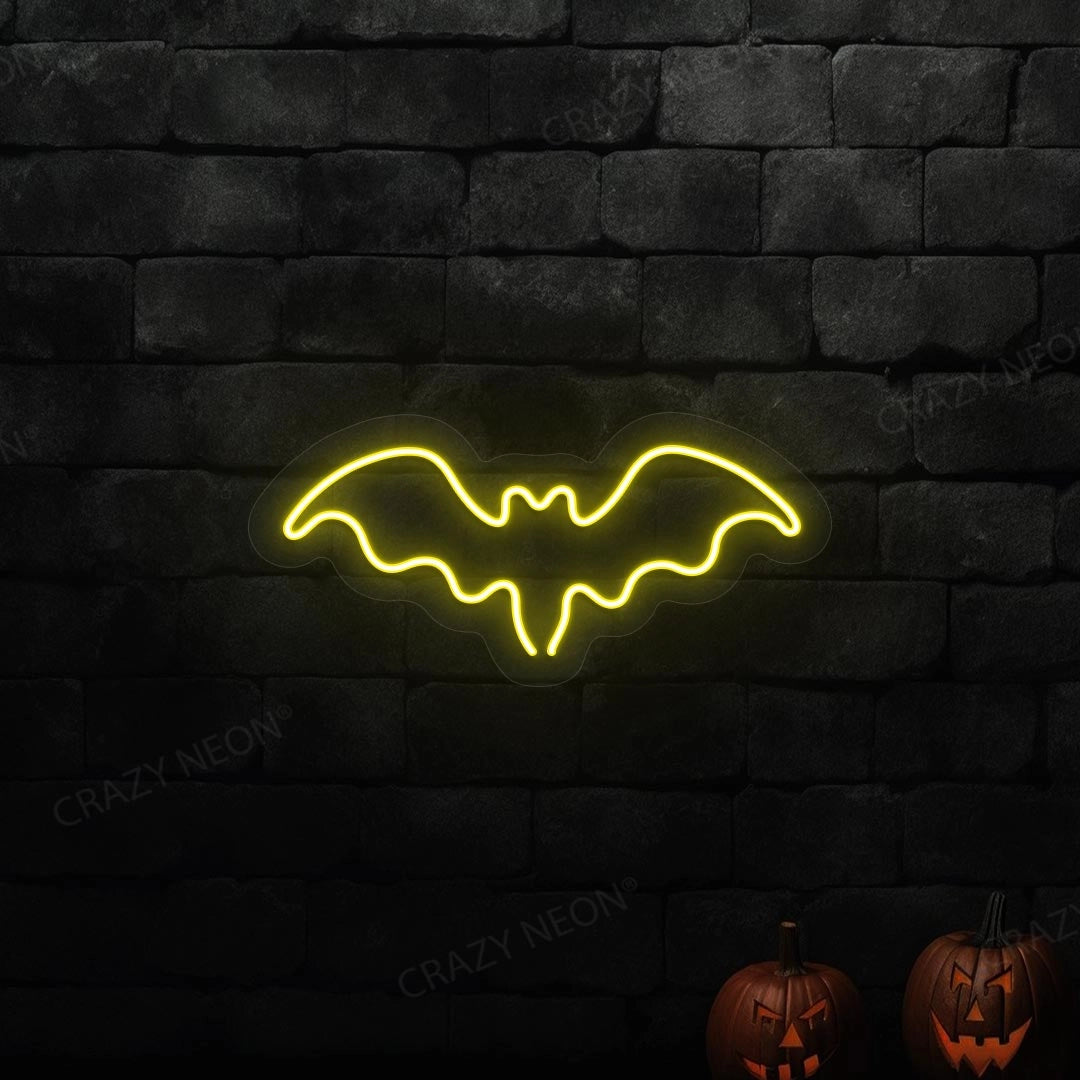 Halloween Bat Neon Sign | Yellow