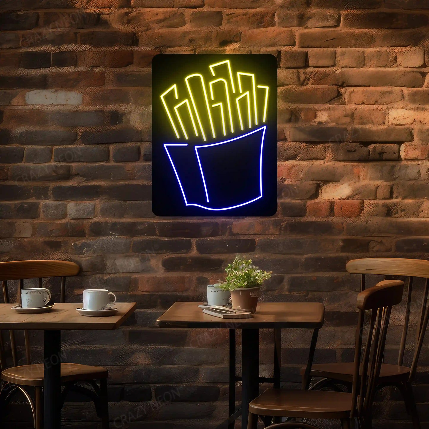 Fries Neon Sign | Blue