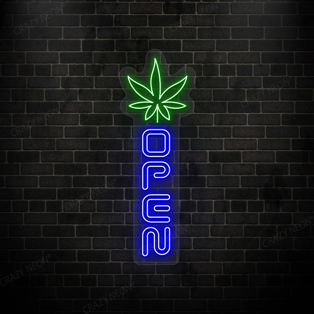 Weed Leaf Open Sign