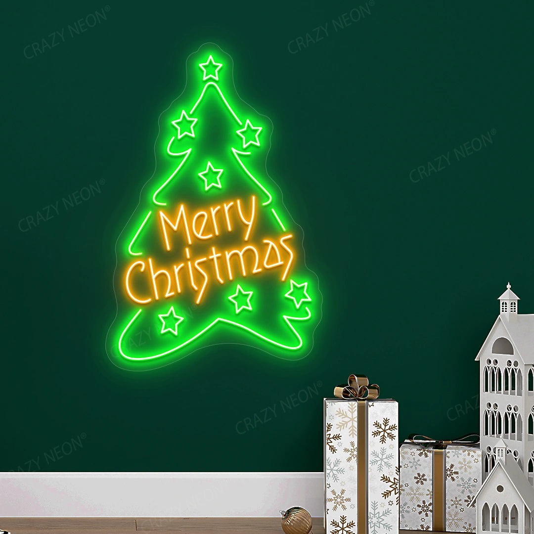 Christmas Tree Neon Sign | Orange