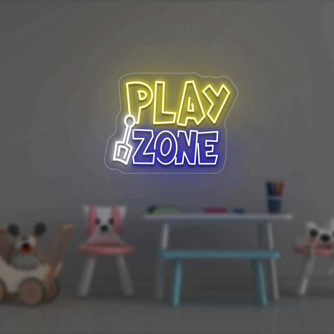 Play Zone Neon Sign | Yellow-IceBlue