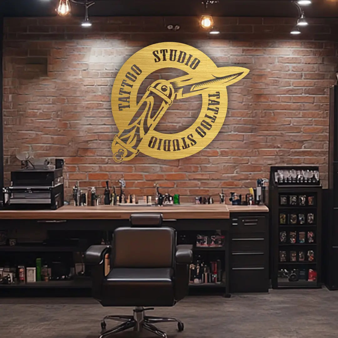 Tattoo Studio Custom Metal Monogram