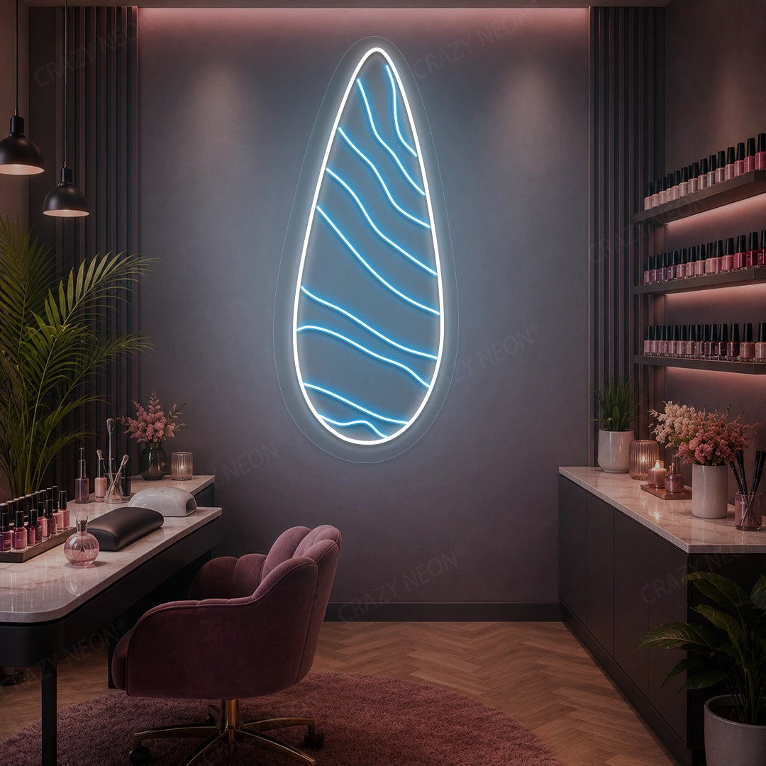 Silhouette Nail Neon Sign in Iceblue color