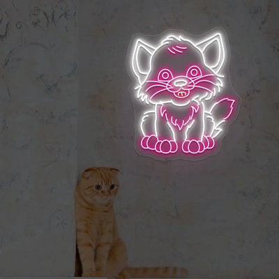 Playful Cat Neon Sign | Pink