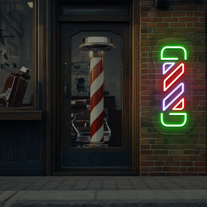 Classic Barber Pole LED Neon Sign in Green Colour 