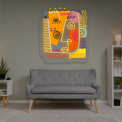 Regal King Abstract Neon Artwork Sign in Orange color