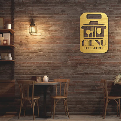 Restaurant Menu Board Custom Metal Monogram in Golden Colour 