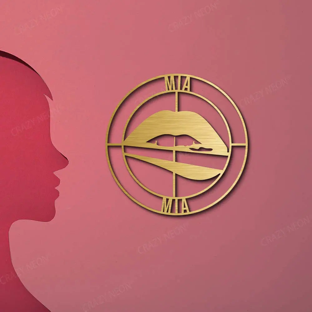 Lips Beauty Salon Name Custom Metal Monogram in golden Colour 