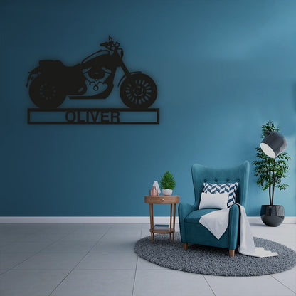 Motorcycle Name Custom Metal Monogram in Black Color