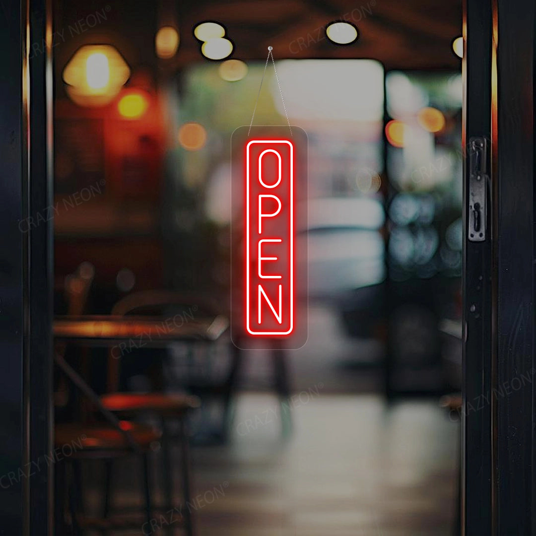 Vertical Open Neon Sign | Red