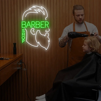 Men Barber Shop Neon Sign in Green