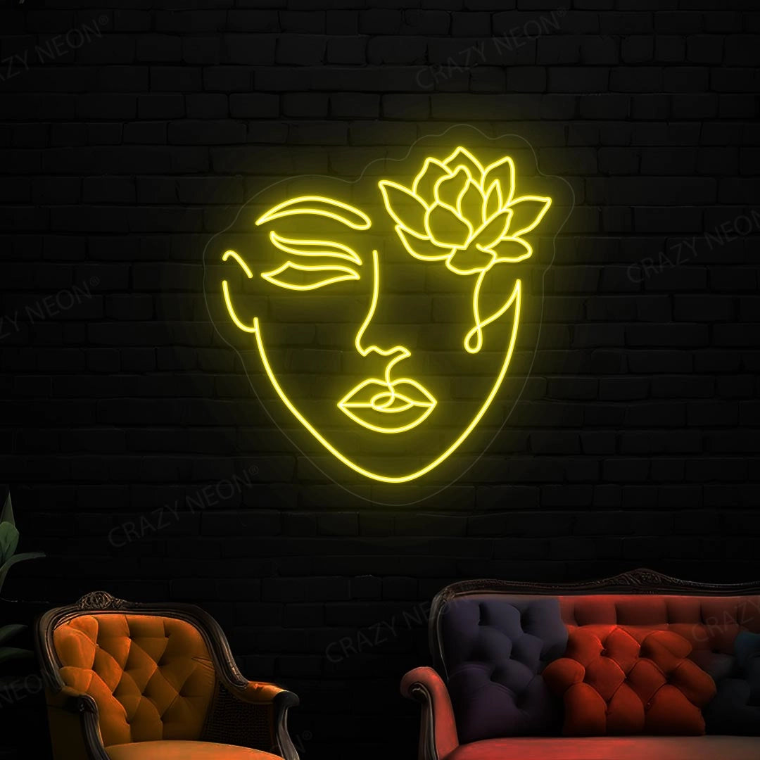 Flower With Face Neon Sign | Yellow 