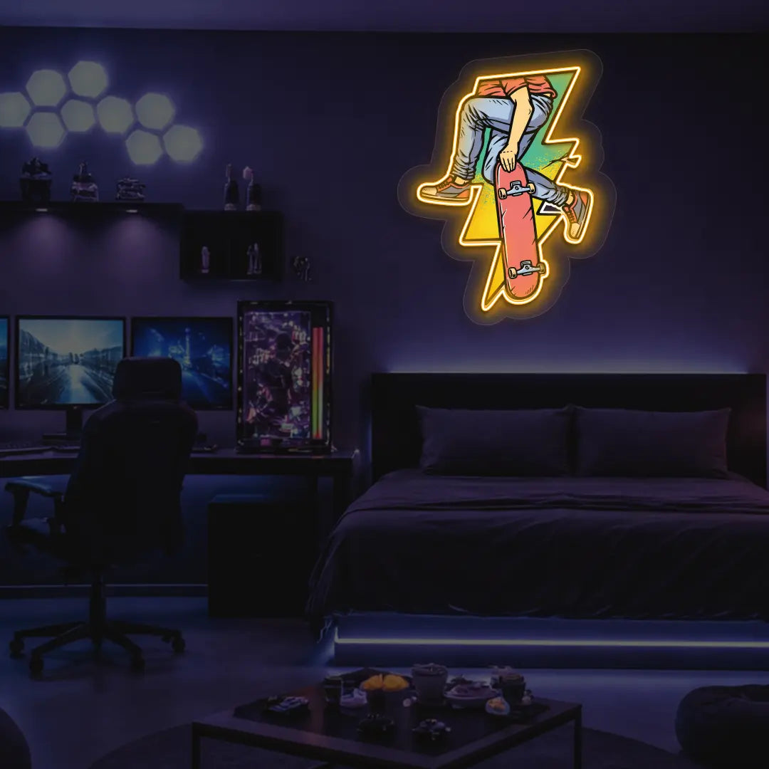 Skate Bolt Neon Artwork in Orange color