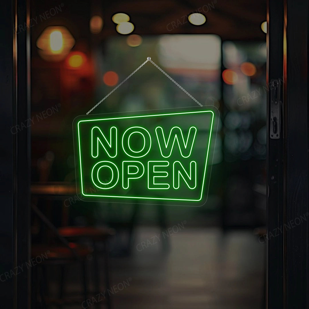 Now Open Square Sign | Green