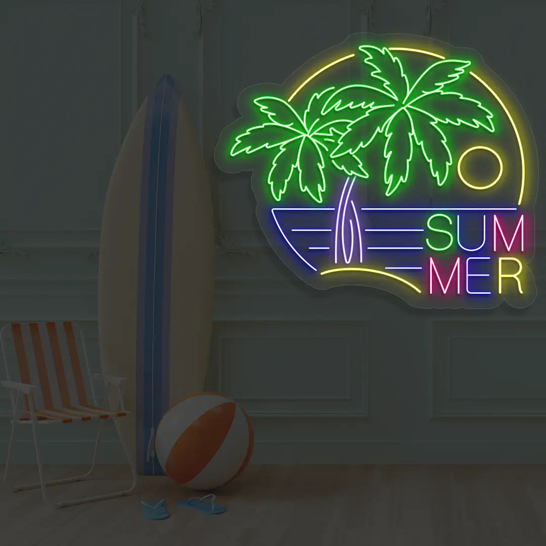 Summer Paradise Neon Sign in Blue color