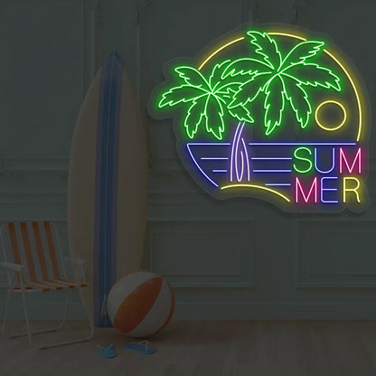 Summer Paradise Neon Sign in Blue color