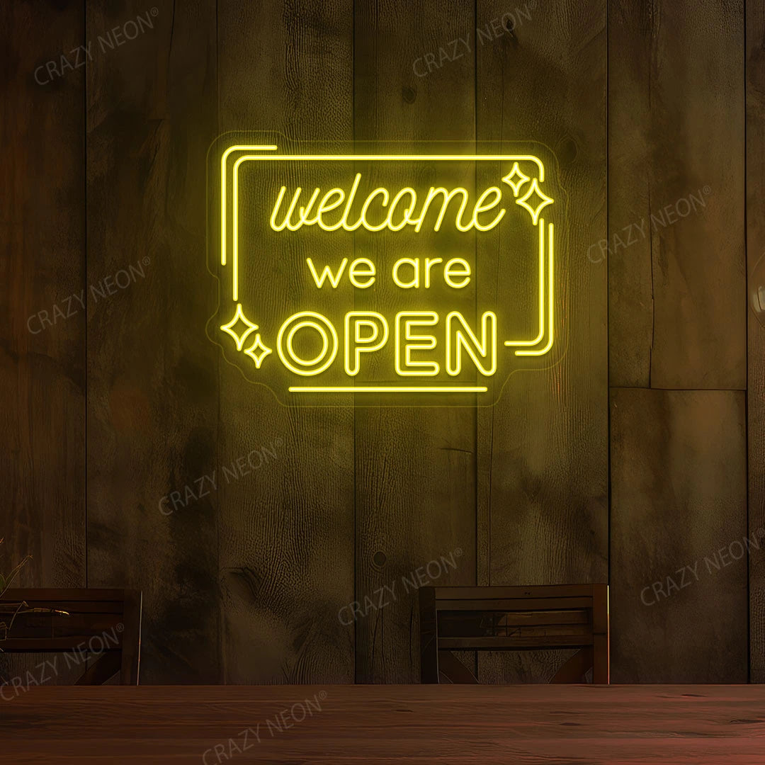Welcome We are Open Neon Sign | Yellow