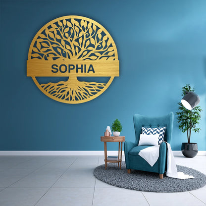 Tree of Life Name Metal Monogram in Golden Colour 