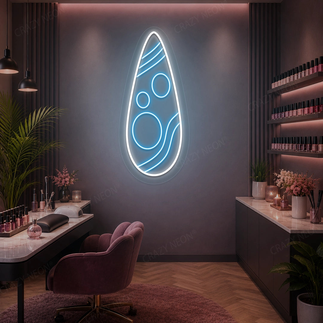 Mystic Wave Nail Neon Sign in Iceblue color