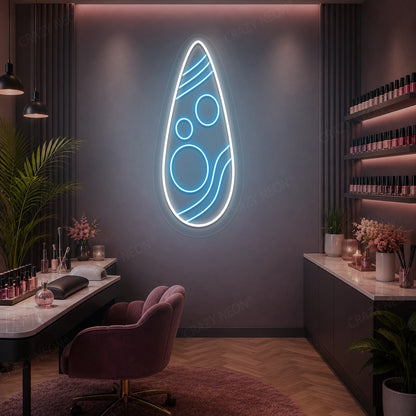 Mystic Wave Nail Neon Sign in Iceblue color